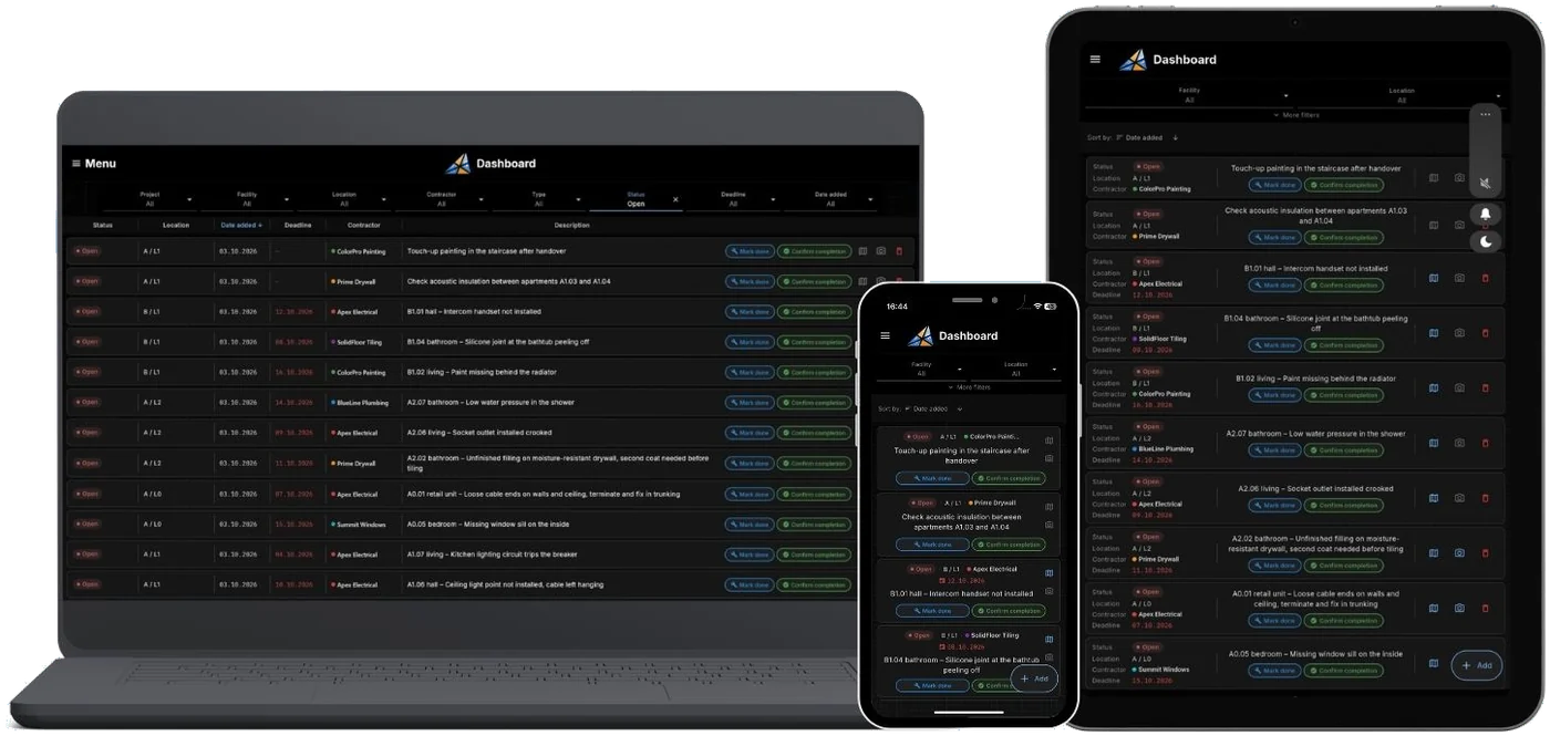 Issues list view (dashboard)