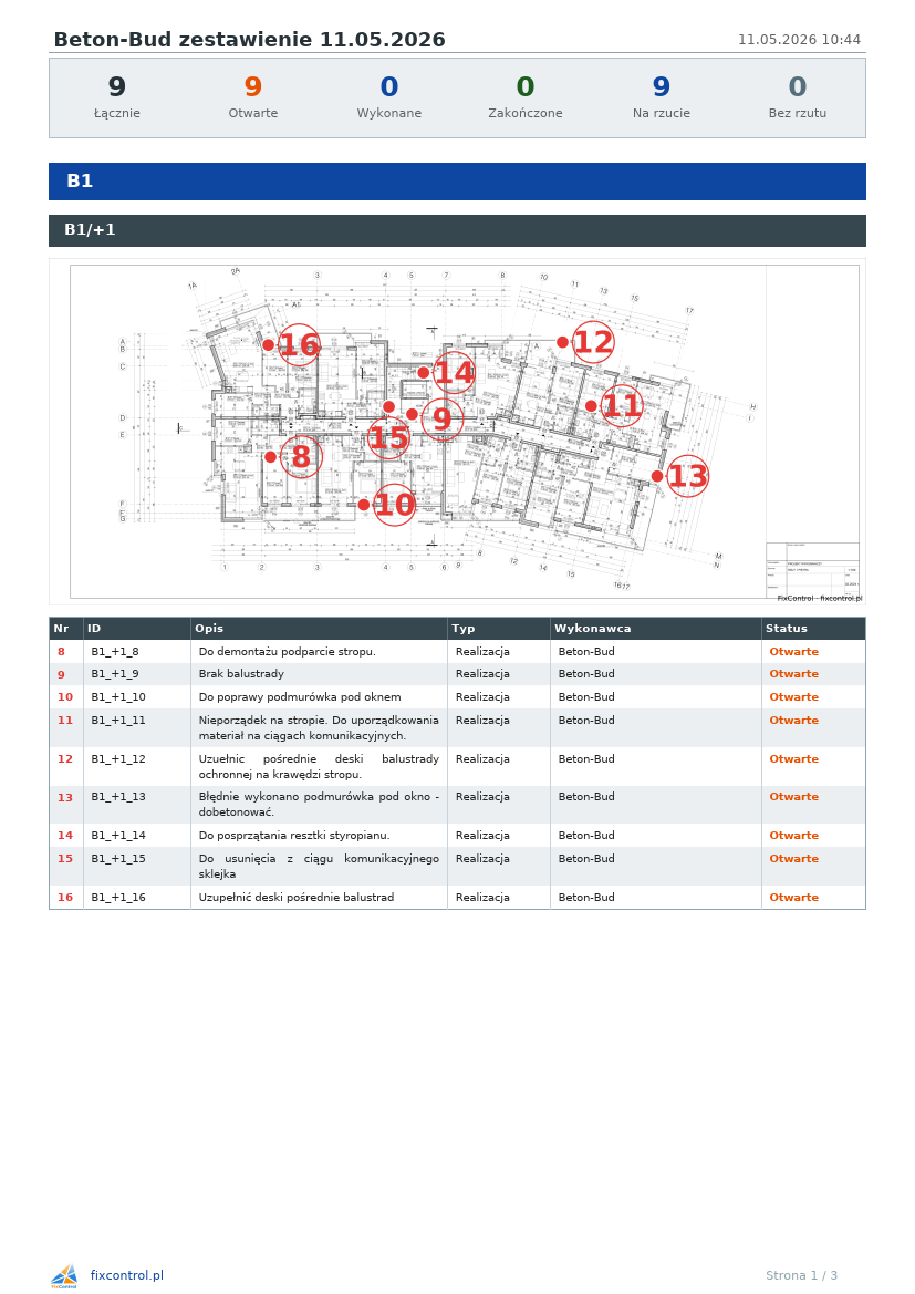 PDF report — defects list